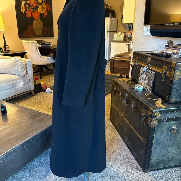 Black Cashmere & lambswool full length coat - Picture 2 of 9